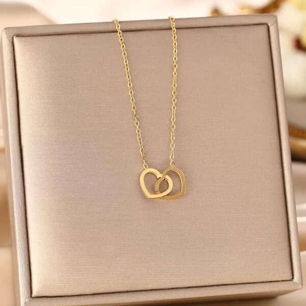 Double Heart Ring Necklace