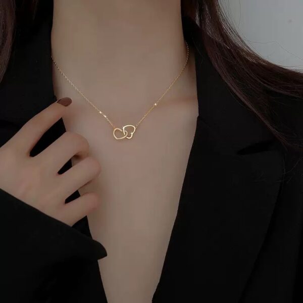 Double Heart Ring Necklace