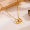 Double Heart Ring Necklace
