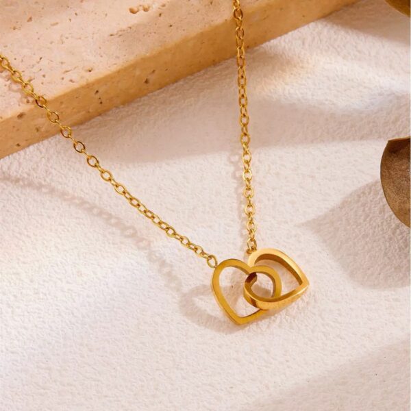 Double Heart Ring Necklace