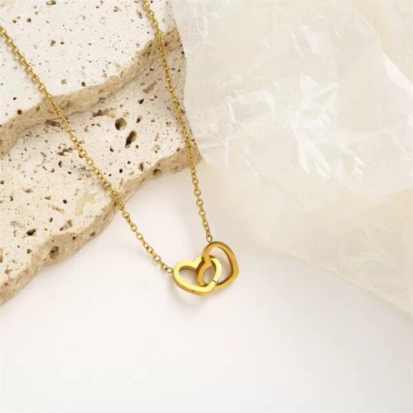 Double Heart Ring Necklace