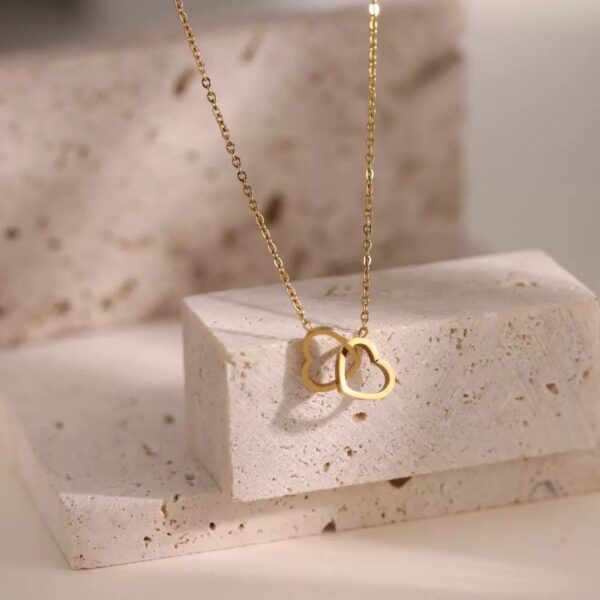 Double Heart Ring Necklace